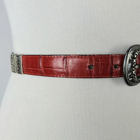 Brighton Interchangeable Red Black Leather Western Vintage Belt - Picture 2 of 11